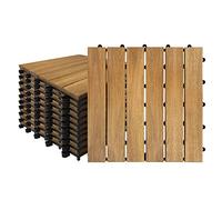HENGMEI Balkon Balkon - Baldosas de madera (30 x 30 cm, con sistema de clic, 11 unidades, para terraza de 1 m², con drenaje para exteriores, jardín, terraza, modelo A)