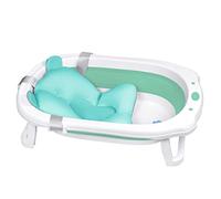 HENGMEI Bañera de bebé plegable con cojín de asiento, asiento de baño portátil para baño de bebé, verde