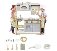 HENGMEI Cocina infantil para niños, juego de juguetes de cocina de madera para bebé, con accesorios de madera, microondas, fregadero, juego de cocina para niños, 65 x 24 x 85 cm, tipo A