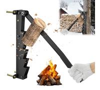 HENGMEI Divisor de madera manual de hierro fundido montado en la pared para madera, soporte de pared, separador de leña, cuchillo de virutas con mango largo