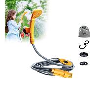 HENGMEI Ducha de camping con bomba sumergible de mano de 12 V, adaptador para coche, incluye gancho y ventosa, bolsa de almacenamiento para jardín, exterior, caravana, camping, viajes