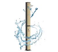 HENGMEI Ducha solar de 40 l, ducha de jardín con cabezal de ducha de lluvia hasta 60 °C, ducha de piscina, ducha de camping sin conexión de alimentación, con grifo y conector de manguera de jardín