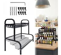 HENGMEI Estante para Especias Almacenamiento de Especias Metal 2 Niveles Estante para Frascos Botellas de Aceite Negro Organizador Especias Cocina Estante(Tipo B)