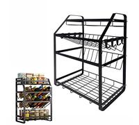 HENGMEI Estante para Especias Almacenamiento de Especias Metal 4 Niveles Estante para Frascos Botellas de Aceite Negro Organizador Especias Cocina Estante(Tipo A)