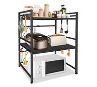 HENGMEI Estante para Microondas Soporte para Microondas Extensible de 3 Niveles Soporte para Microondas Organizador de Cocina con Espacio de Almacenamiento para Microondas, Negro