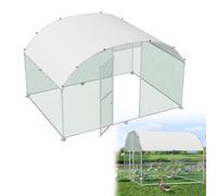 HENGMEI Gallinero 300x200x200cm Recinto al aire libre Jaulas Corral para animales pequeños Acero galvanizado Jaula para gallinas Gallinero Pajarera con techo de PE Exterior Recinto libre con cerradura