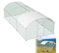HENGMEI Gallinero 300x600x200cm Recinto al aire libre Jaulas Corral para animales pequeños Acero galvanizado Jaula para gallinas Gallinero Pajarera con techo de PE Exterior Recinto libre con cerradura
