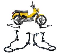 HENGMEI Juego de soporte para motocicleta, plataforma elevadora delantera + trasera, soporte para moto, elevador de motocicleta para trabajos de mantenimiento y montaje, 2 unidades, color negro