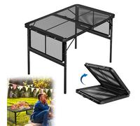 HENGMEI Mesa de camping plegable, 90 × 60 cm, mesa auxiliar de camping, mesa auxiliar de metal, mesa de jardín, altura ajustable, mesa de camping al aire libre, mesa plegable