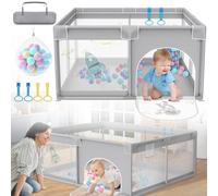 HENGMEI Parque infantil para bebé, 127 x 127 cm, centro de actividades con base antideslizante, red transpirable, parque de seguridad (127 x 127 cm, astronautas)