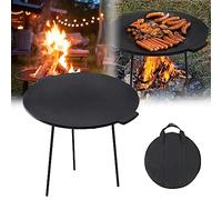 HENGMEI Plancha de hierro fundido con 3 patas, parrilla holandesa, mesa de barbacoa para camping, accesorios redondos, diámetro 45 cm