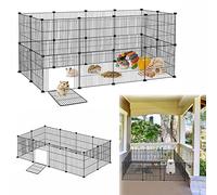 HENGMEI Recinto para conejos de metal con puerta para animales pequeños, para interior y exterior, color negro, 142 x 72 x 36 cm (12 unidades)