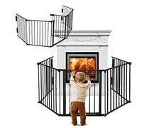 HENGMEI Rejilla de protección para chimenea de metal para bebés, rejilla de protección infantil, plegable, con puerta, rejilla protectora para horno, rejilla de protección para puerta, de 5 elementos,