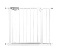 HENGMEI Rejilla de protección para escaleras, sin agujeros, 85-95 cm, cierre automático, puerta de metal para seguridad infantil, color blanco