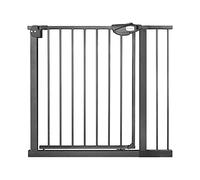 HENGMEI Rejilla de protección para escaleras, sin agujeros, 85-95 cm, cierre automático, puerta de metal para seguridad infantil, color negro