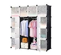 HENGMEI Sistema de Almacenamiento DIY para Baño, Zapatero, Estantería Con Diseño Negro (16 Cajas Con Puerta)