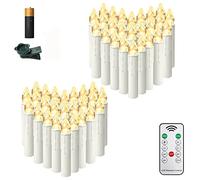 HENGMEI Velas LED, 50 unidades, pilas incluidas, velas sin llama con función de temporizador, velas de Navidad parpadeantes con mando a distancia para bodas, decoración de Navidad, fiesta de
