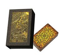Hengqiyuan Juego de Cartas de Tarot con Instrucciones en Inglés, Juego de Adivinación de Cartas de Tarot para Lectores Expertos Principiantes,Oro