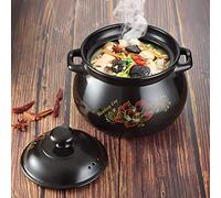 Hengqiyuan Patrón De Flores De Sopa De Curaen Cerámica Pote De Cerámica Redondo Casserole/Olla De Barro/Olla De Barro/Cocinero Cocinero Cocinero De Cerámica con Tapa Resistente Al Calor, 4L