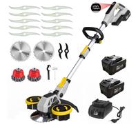 Hengriacly Desbrozadora con batería, batería de 21 V para baterías Makita | Desbrozadora con batería, cortacésped con cepillo para malas hierbas, cortacésped - Incluye 2 baterías de 4,0 Ah y cargador