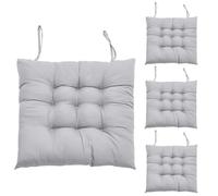 Hengrongshen 4 Piezas Cojines para Sillas Gris/Plateado, Cojin Silla Exterior 40 x 40 Cm, Cojin Silla con Correa, Cojines Sillas Terraza para Silla de Jardín, Silla de Ordenador, Silla de Oficina