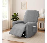Hengrongshen Funda Sillon Relax Reclinable, Funda Sillon Relax con Bolsillos, Funda Sillon Orejero para Sillones Reclinables, Sillones TV, Sillones (Gris Claro)
