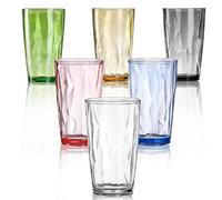 Hengrongshen Juego de 6 vasos de agua de plástico, 500 ml, vasos de plástico reutilizables para picnic, camping, fiestas
