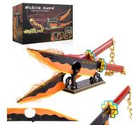 Hengrongshen Katana Demon Slayer de Bloques de Construcción 105 cm x 2 | Doble Espada Tengen Uzui con Soporte, Kit de 1478 Piezas, Decoración Coleccionable para Fans del Anime