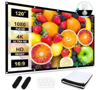 Hengrongshen Pantalla Proyector 120 Pulgadas 16:9 4K HD, Pantalla de Proyección Portátil Plegable Antiarrugas Doble Cara 265 x 150 cm, Lona Proyector Fácil de Colgar, para Cine en Casa y Exterior