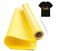 Hengrongshen Rollo Vinilo Textil Termoadhesivo Amarillo, 30,5 CM x 600 CM Vinilo Termoadhesivo Textil Amarillo con Gancho, Vinilo Iron Textil Amarillo para Cri-Cut & Silhouette DIY T-shirt (Amarillo)