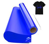 Hengrongshen Rollo Vinilo Textil Termoadhesivo Azul, 30,5 CM x 300 CM Vinilo Termoadhesivo Textil Azul con Gancho, Vinilo Iron Textil Azul para Cri-Cut & Silhouette DIY T-shirt (Azul Marino)