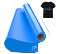 Hengrongshen Rollo Vinilo Textil Termoadhesivo Azul, 30,5 CM x 600 CM Vinilo Termoadhesivo Textil Azul con Gancho, Vinilo Iron Textil Azul para Cri-Cut & Silhouette DIY T-shirt (Azul)