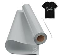 Hengrongshen Rollo Vinilo Textil Termoadhesivo Gris, 30,5 CM x 1000 CM Con Gancho, para Cri-Cut & Silhouette DIY T-shirt (Plata)