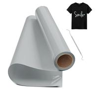 Hengrongshen Rollo Vinilo Textil Termoadhesivo Gris 30,5 CM x 300 CM Con Gancho para Cri-Cut & Silhouette DIY T-shirt (Plata)