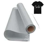 Hengrongshen Rollo Vinilo Textil Termoadhesivo Gris, 30,5 CM x 600 CM Con Gancho, para Cri-Cut & Silhouette DIY T-shirt (Gris Plata)