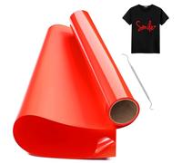 Hengrongshen Rollo Vinilo Textil Termoadhesivo Rojo, 30,5 CM x 150 CM Vinilo Termoadhesivo Textil con Gancho, Vinilo Iron Textil para Cri-Cut & Silhouette DIY T-shirt (Rojo)