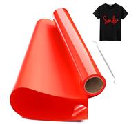 Hengrongshen Rollo Vinilo Textil Termoadhesivo Rojo, 30,5 CM x 300 CM Vinilo Termoadhesivo Textil con Gancho, Vinilo Iron Textil para Cri-Cut & Silhouette DIY T-shirt (Rojo)