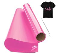 Hengrongshen Rollo Vinilo Textil Termoadhesivo Rosa, 30,5 CM x 150 CM Vinilo Termoadhesivo Textil Rosa con Gancho, Vinilo Iron Textil Rosa para Cri-Cut & Silhouette DIY T-shirt (Rosa)