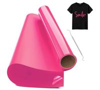 Hengrongshen Rollo Vinilo Textil Termoadhesivo Rosa, 30,5 CM x 150 CM Vinilo Termoadhesivo Textil Rosa con Gancho, Vinilo Iron Textil Rosa para Cri-Cut & Silhouette DIY T-shirt (Rosa Roja)