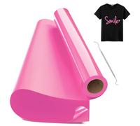 Hengrongshen Rollo Vinilo Textil Termoadhesivo Rosa, 30,5 CM x 600 CM Vinilo Termoadhesivo Textil Rosa con Gancho, Vinilo Iron Textil Rosa para Cri-Cut & Silhouette DIY T-shirt (Rosa)