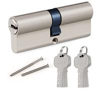 Hengsong Cilindro 40 40 para cerradura de cilindro de bloqueo de alta seguridad antirrobo y violencia apto para todo tipo de puertas de aleación de zinc cilindro de pomo de metal plateado con 8 llaves