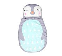 Hengweiuk - Saco de dormir para bebé, con almohada extraíble, 3 piezas, My First ReadyBed para guardería preescolar, plegable y cómoda (pingüino azul)