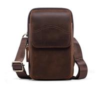 Hengwin - Bolsa de Hombro para Mujer y Hombre, Correa de Piel sintética con Correa de Clip para cinturón de Viaje para pasaportes, Bolsa de Mensajero (café)