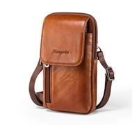 Hengwin Bolso Bandolera de Piel auténtica para Hombre/Mujer, Bandolera pequeña, Funda para teléfono móvil, Funda de Hombro o Pasaporte