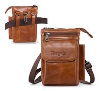 Hengwin Correas de los Hombres del Bolso de Hombro, Cuero Genuino del Teléfono Móvil Funda de Cinturón, Bolso Pequeño Monedero, Crossbody Smartphone Titular de la Tarjeta de Múltiples Bolsillos