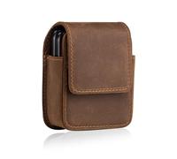 Hengwin Funda de Cuero Genuino para Samsung Galaxy Z Flip 7, 6, 5, 4, 3, Motorola RAZR 50, 60 Ultra, RAZR+ 2025/2024, Funda magnética para cinturón con Clip para cinturón y Tarjetero (Marrón Retro)