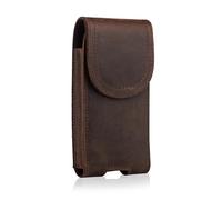 Hengwin Funda de Cuero Genuino para teléfono Celular, Compatible con iPhone 16, 15, 14, 13 Pro, Samsung Galaxy S25, S24, S23, con Cierre magnético y Clip para cinturón (café)