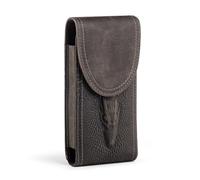 Hengwin Funda de Cuero teléfono para iPhone 16 Pro MAX, iPhone 16 Plus, 15 14 13 12 11 Pro MAX, Clip de cinturón Soporte para teléfono Funda de Cartera (Gris, Large)