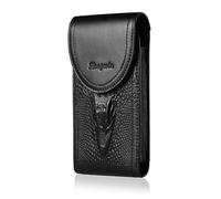 Hengwin - Funda de Piel de Vacuno para teléfono, Funda para cinturón, para iPhone 16Pro Max/16Plus, iPhone 15Plus 15ProMax 14 13 12 11Pro MAX para teléfonos Samsung Galaxy (Negro, L)