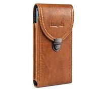 Hengwin Fundas de Teléfono Móvil, los Hombres de Cuero Genuino Titular de la Correa para el iPhone 15 Pro MAX, 15 Plus, 14 13 12 11 Pro MAX Funda, Pequeño Viaje Smartphone Cintura Bolso Carrier